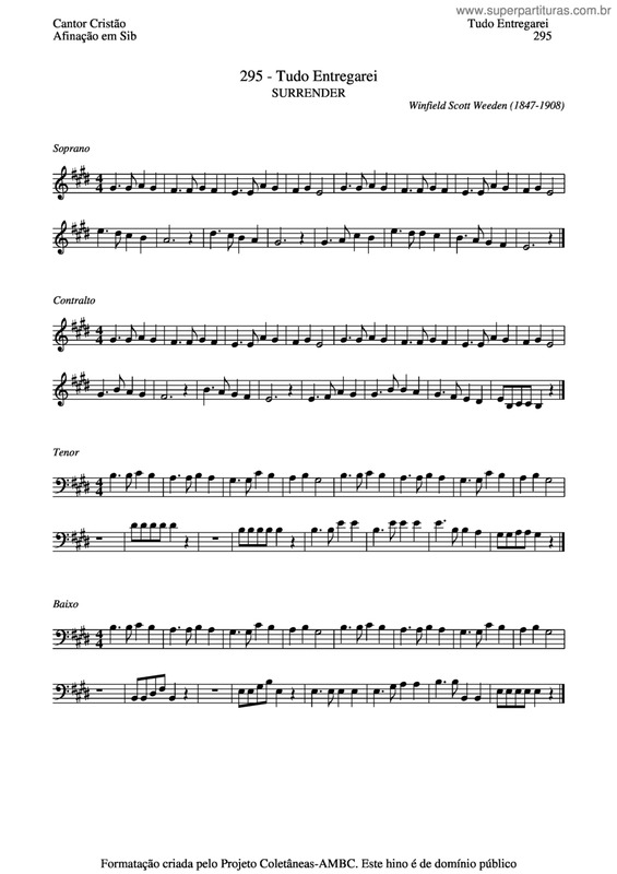 Partitura da música Tudo Entregarei v.6