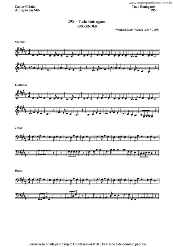 Partitura da música Tudo Entregarei v.7