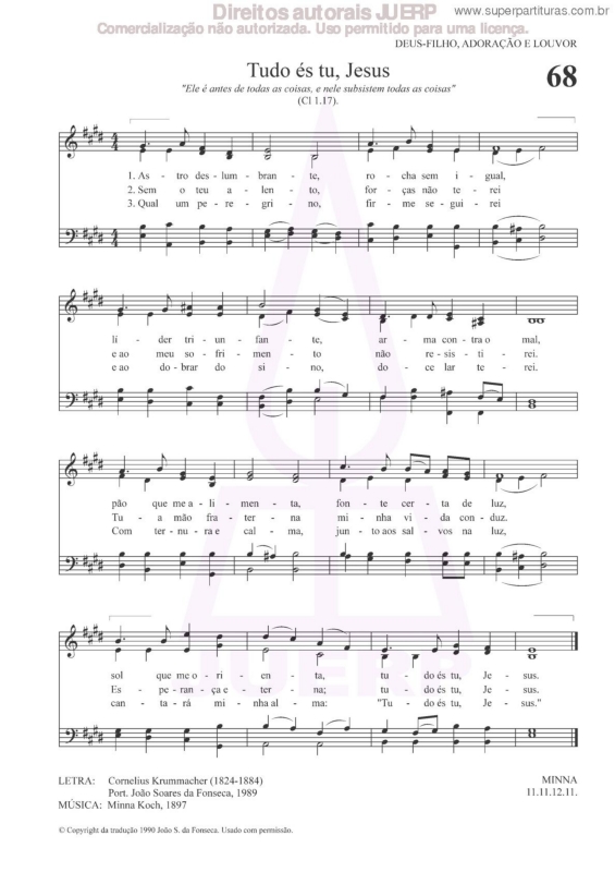 Partitura da música Tudo És Tu, Jesus - 68 HCC v.2