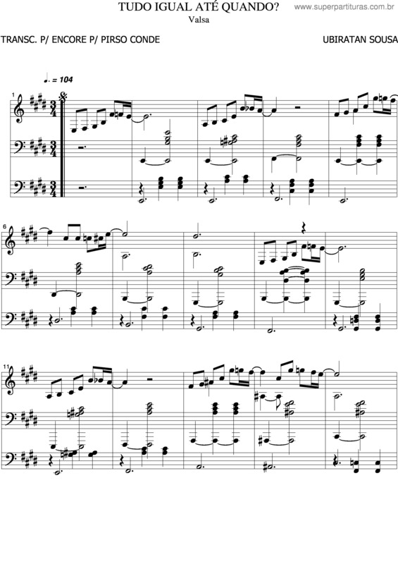 Partitura da música Tudo Igual Até Quando?