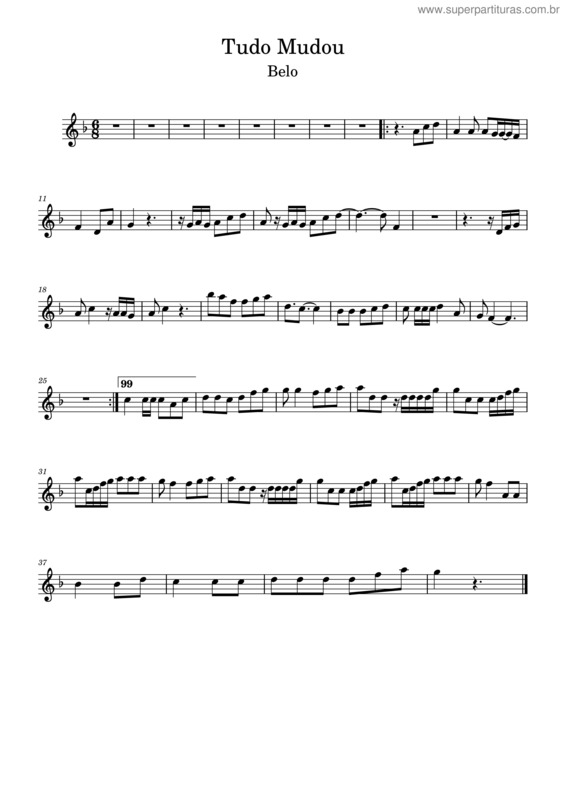 Partitura da música Tudo Mudou – Belo