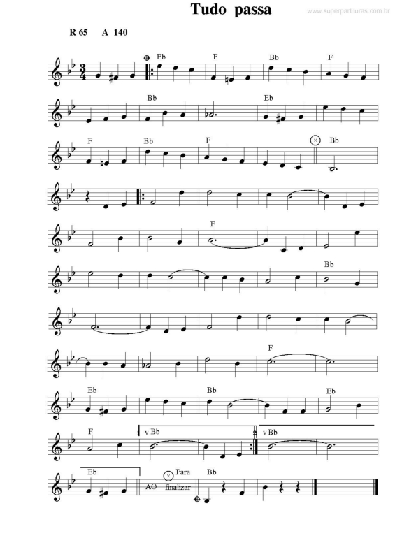 Partitura da música Tudo Passa