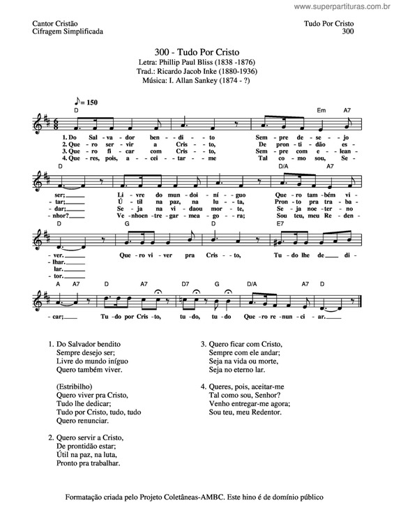 Partitura da música Tudo Por Cristo v.2