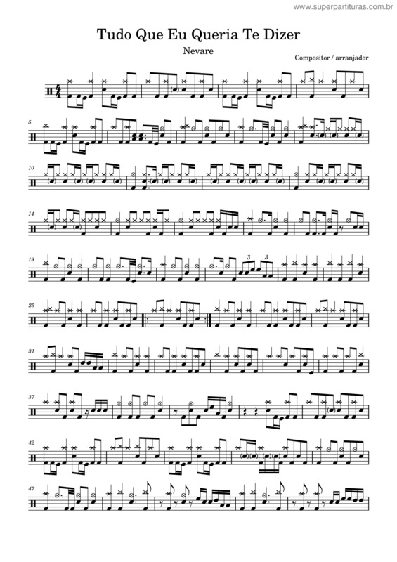 Partitura da música Tudo Que Eu Queria Te Dizer – Nevare