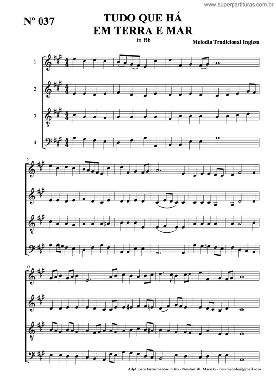 Partitura da música Tudo Que Há Em Terra E Mar v.2