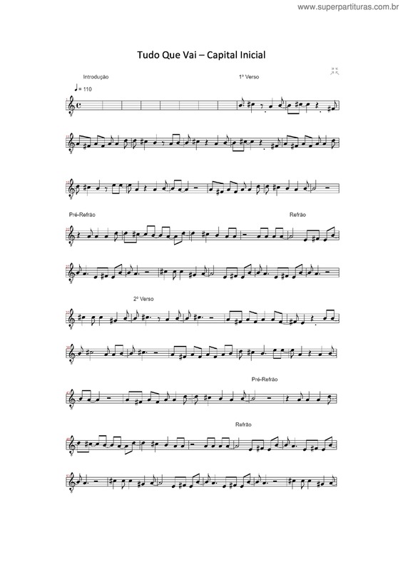 Partitura da música Tudo Que Vai