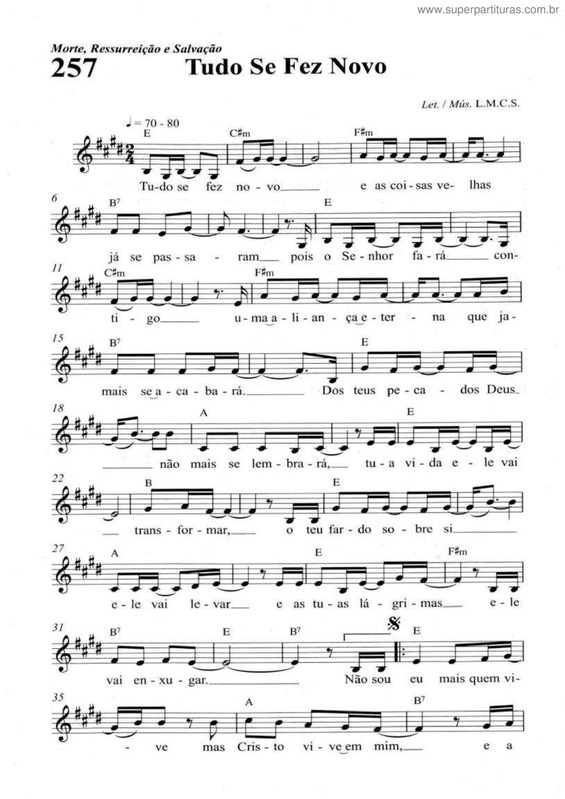 Partitura da música Tudo Se Fez Novo