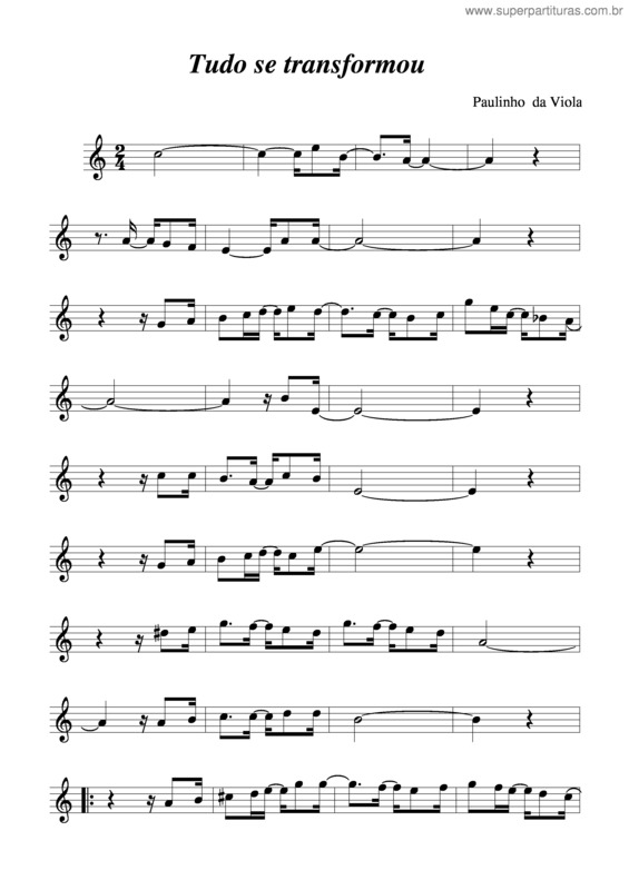 Partitura da música Tudo Se Transformou v.2