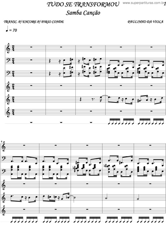 Partitura da música Tudo Se Transformou