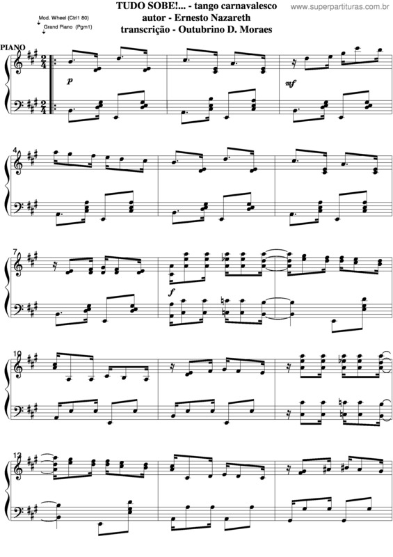 Partitura da música Tudo Sobe