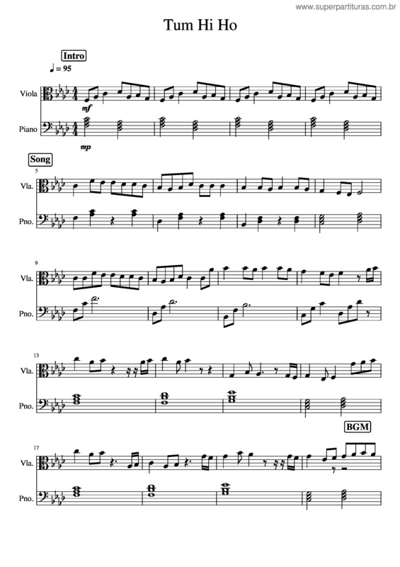 Partitura da música Tum Hi Ho – Viola And Piano