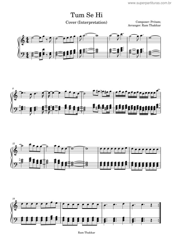 Partitura da música Tum Se Hi