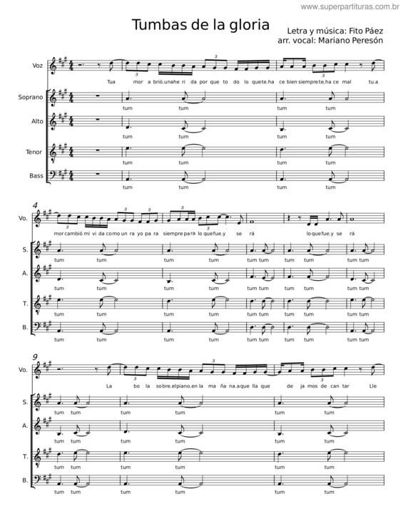 Partitura da música Tumbas De La Gloria – Fito Páez