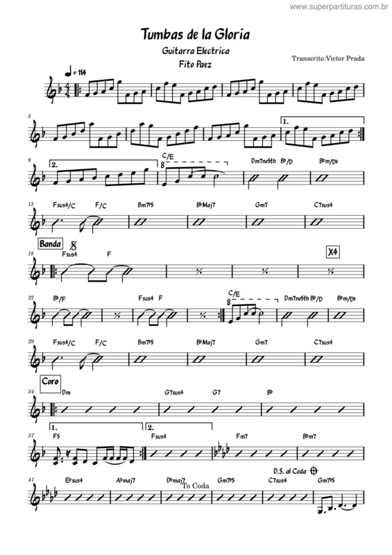 Partitura da música Tumbas De La Gloria