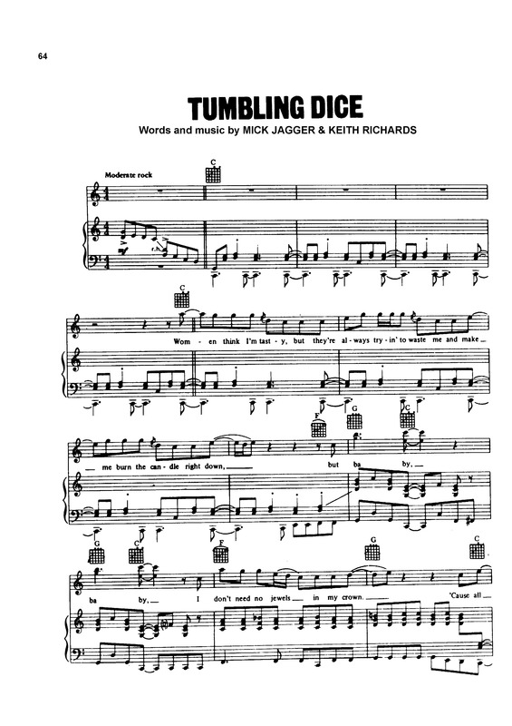 Partitura da música Tumbling Dice