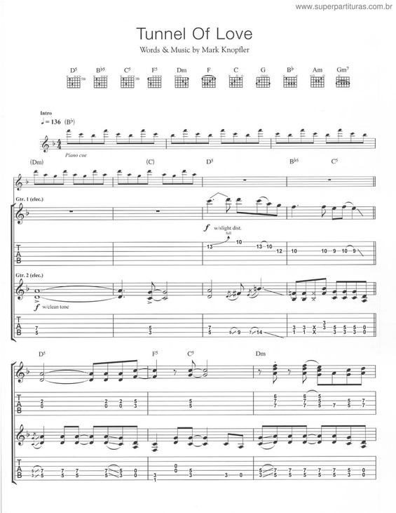 Partitura da música Tunnel Of Love v.2