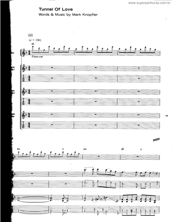 Partitura da música Tunnel Of Love