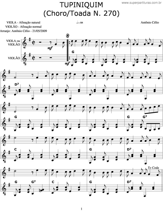 Partitura da música Tupiniquim v.3