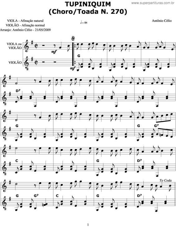 Partitura da música Tupiniquim v.4