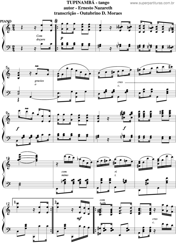 Partitura da música Tupynambá