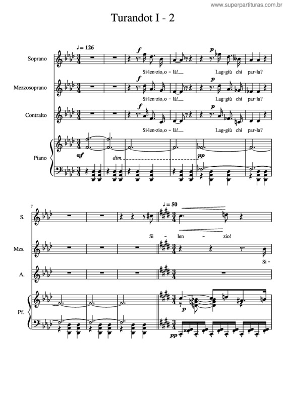 Partitura da música Turandot I 2 Silenzio, Olà!