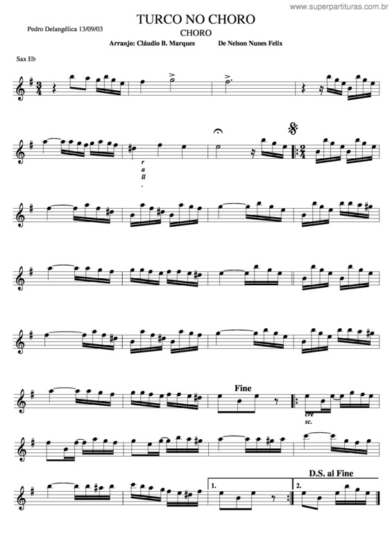 Partitura da música Turco No Choro