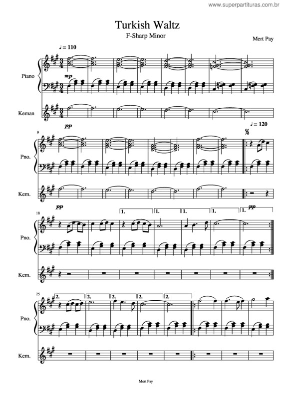 Partitura da música Turkish Waltz