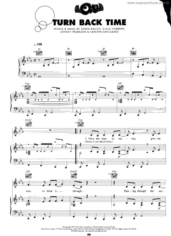 Partitura da música Turn Back Time