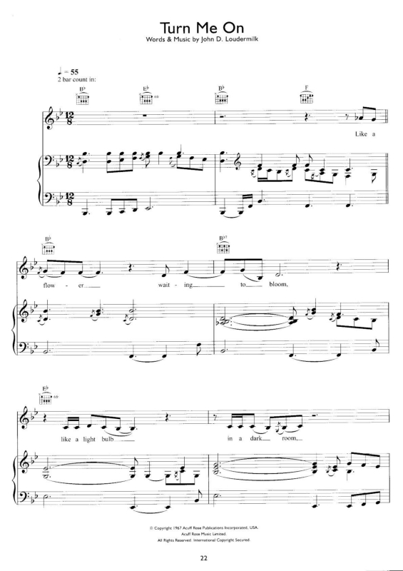 Partitura da música Turn Me On v.2