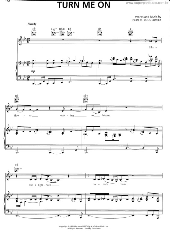 Partitura da música Turn Me On v.3