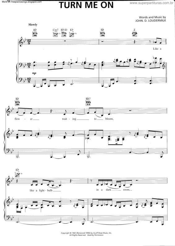 Partitura da música Turn Me On v.4