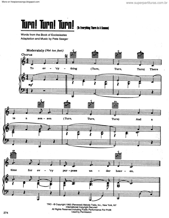 Partitura da música Turn Turn Turn