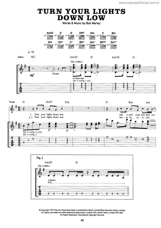 Partitura da música Turn Your Lights Down Low