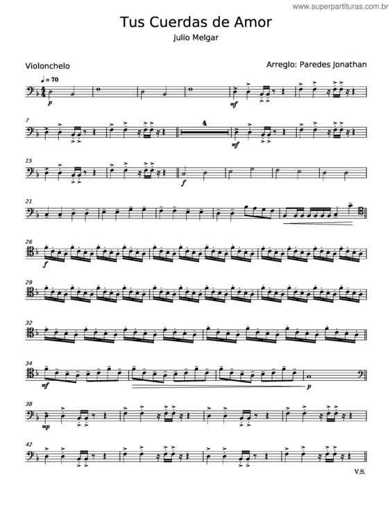 Partitura da música Tus Cuerdas De Amor – Julio Melgar