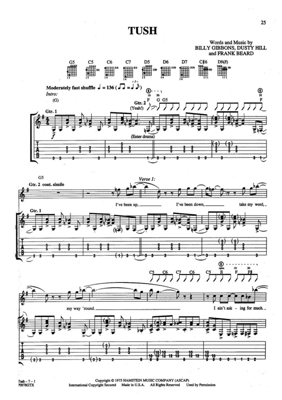 Partitura da música Tush