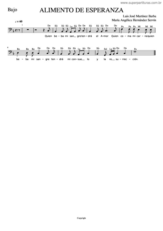 Partitura da música Tutorial Voz Bajo– Alimento De Esperanza– Luis José Martínez Barba