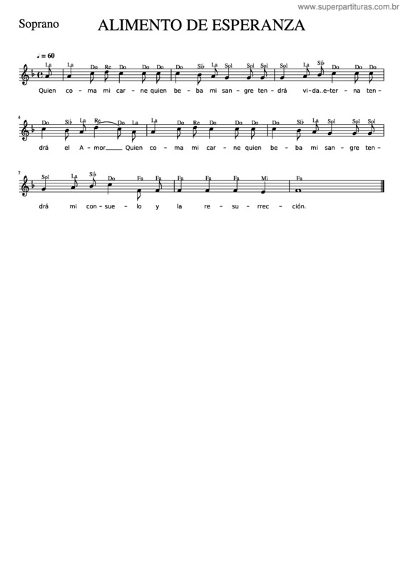 Partitura da música Tutorial Voz Soprano– Alimento De Esperanza– Luis José Martínez Barba