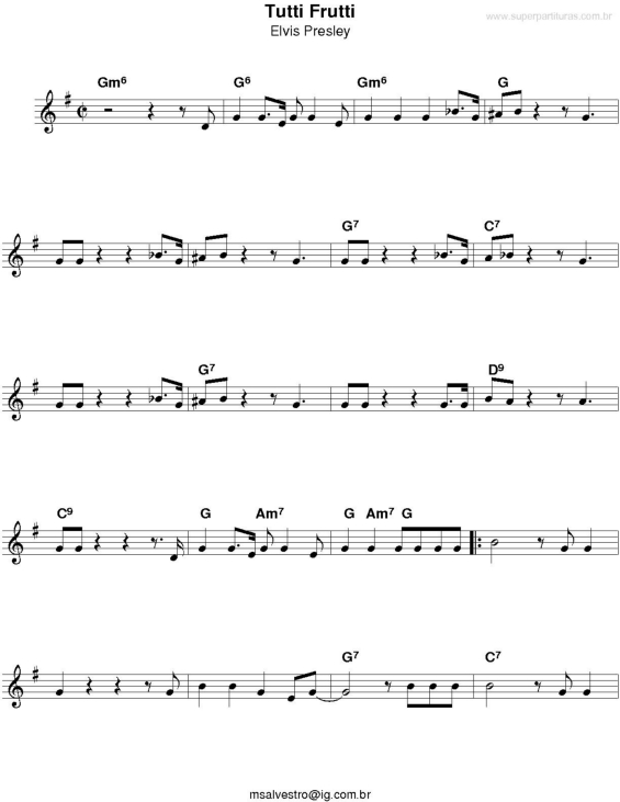 Partitura da música Tutti Frutti