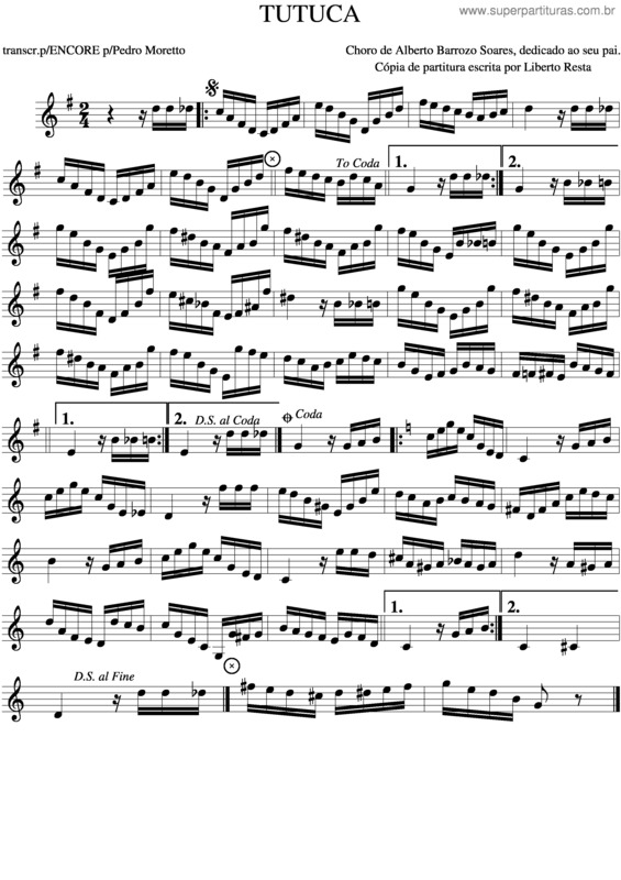 Partitura da música Tutuca