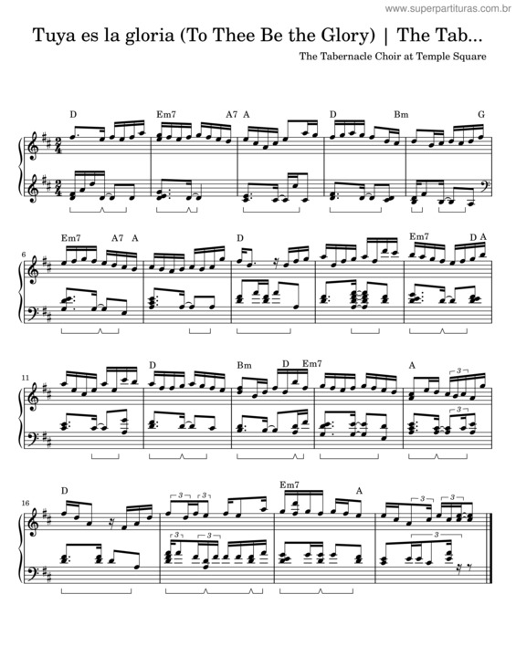 Partitura da música Tuya Es La Gloria – The Tabernacle Choir