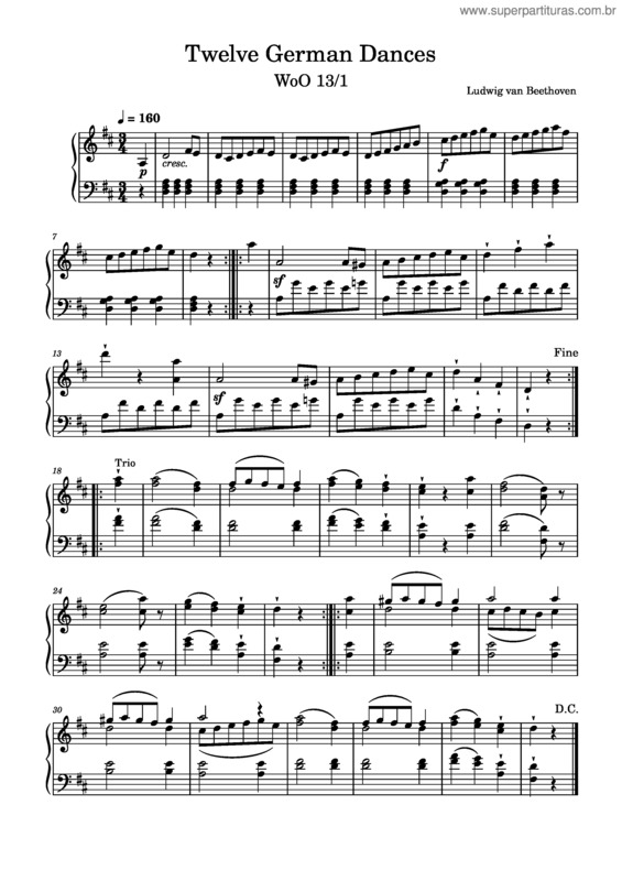 Partitura da música Twelve German Dances, Woo 13/1 – Ludwig Van Beethoven