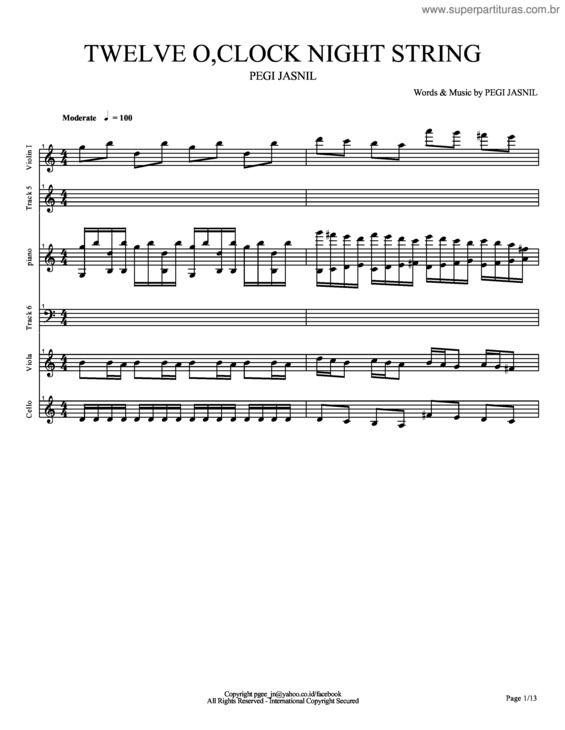 Partitura da música TWELVE O,CLOCK NIGHT STRING