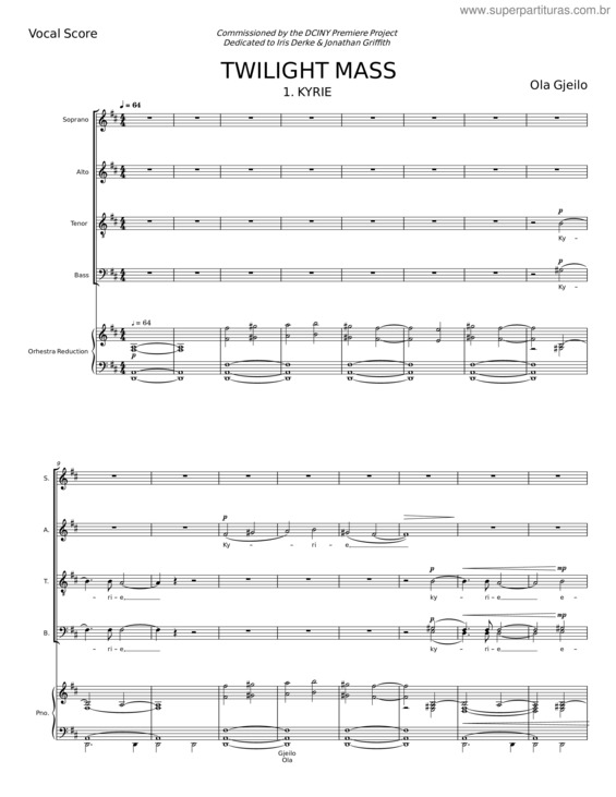 Partitura da música Twilight Mass – Ola Gjeilo