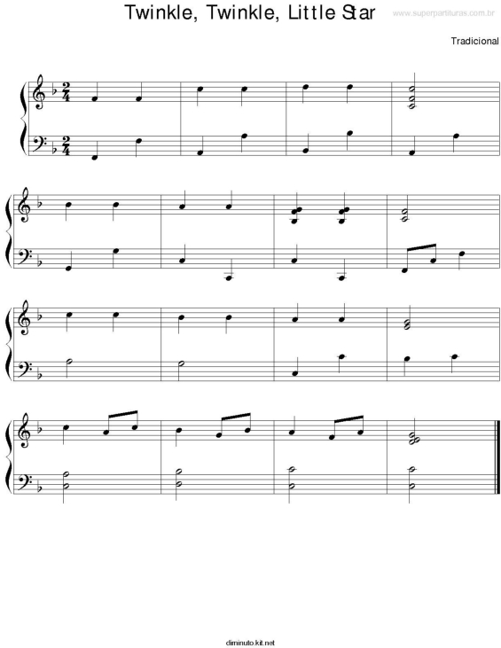 Partitura da música Twinkle, Twinkle, Little Star