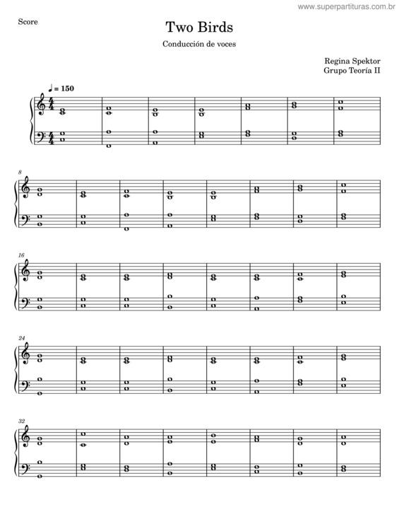 Partitura da música Two Birds – Regina Spektor