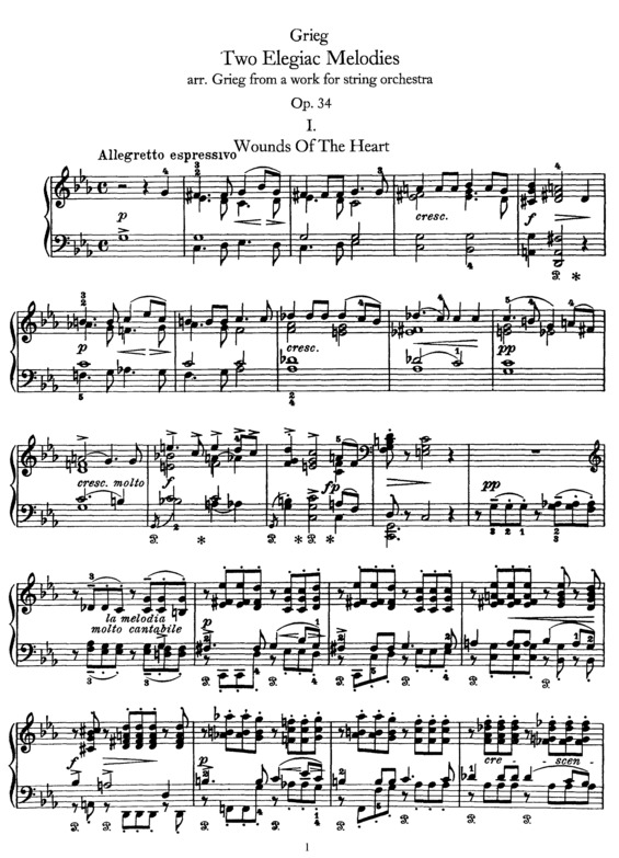 Partitura da música Two Elegaic Melodies