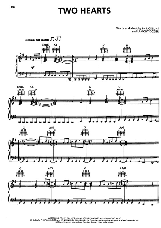 Partitura da música Two Hearts