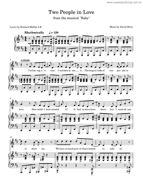 Partitura da música Two People In Love – David Shire Two People In Love – Baby The Musical