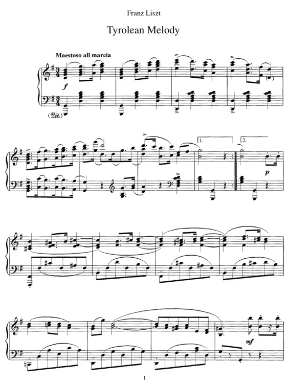Partitura da música Tyrolean Melody S.385a
