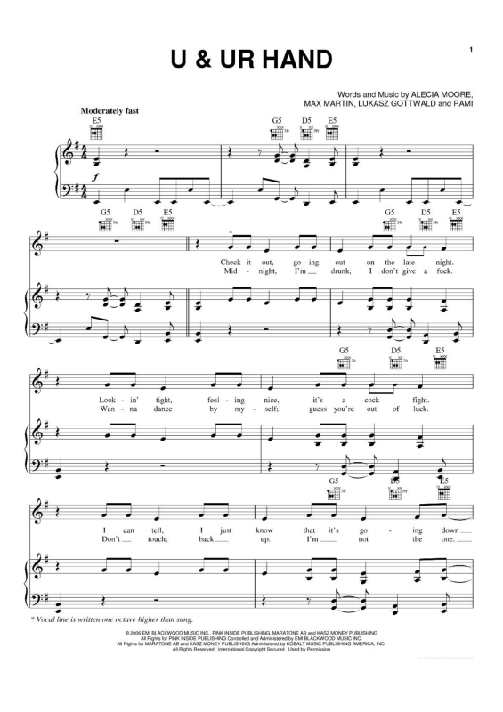 Partitura da música U and Ur Hand v.2